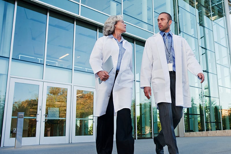 Doctors walking and talking