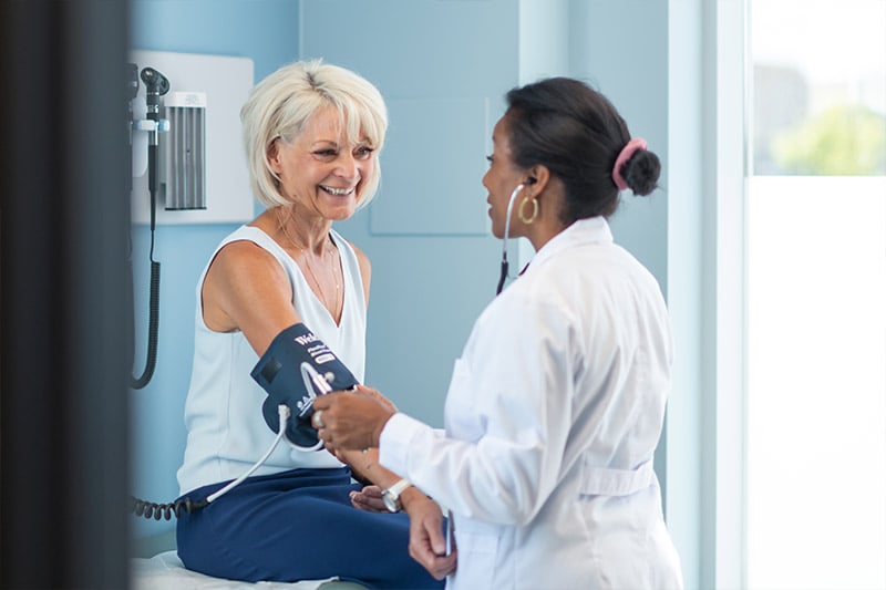 Patient getting a blood pressure check