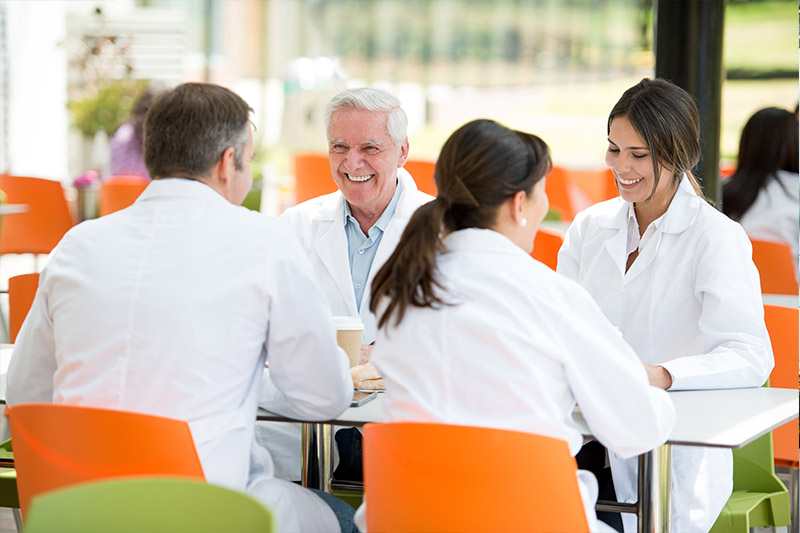 Doctors eating lunch