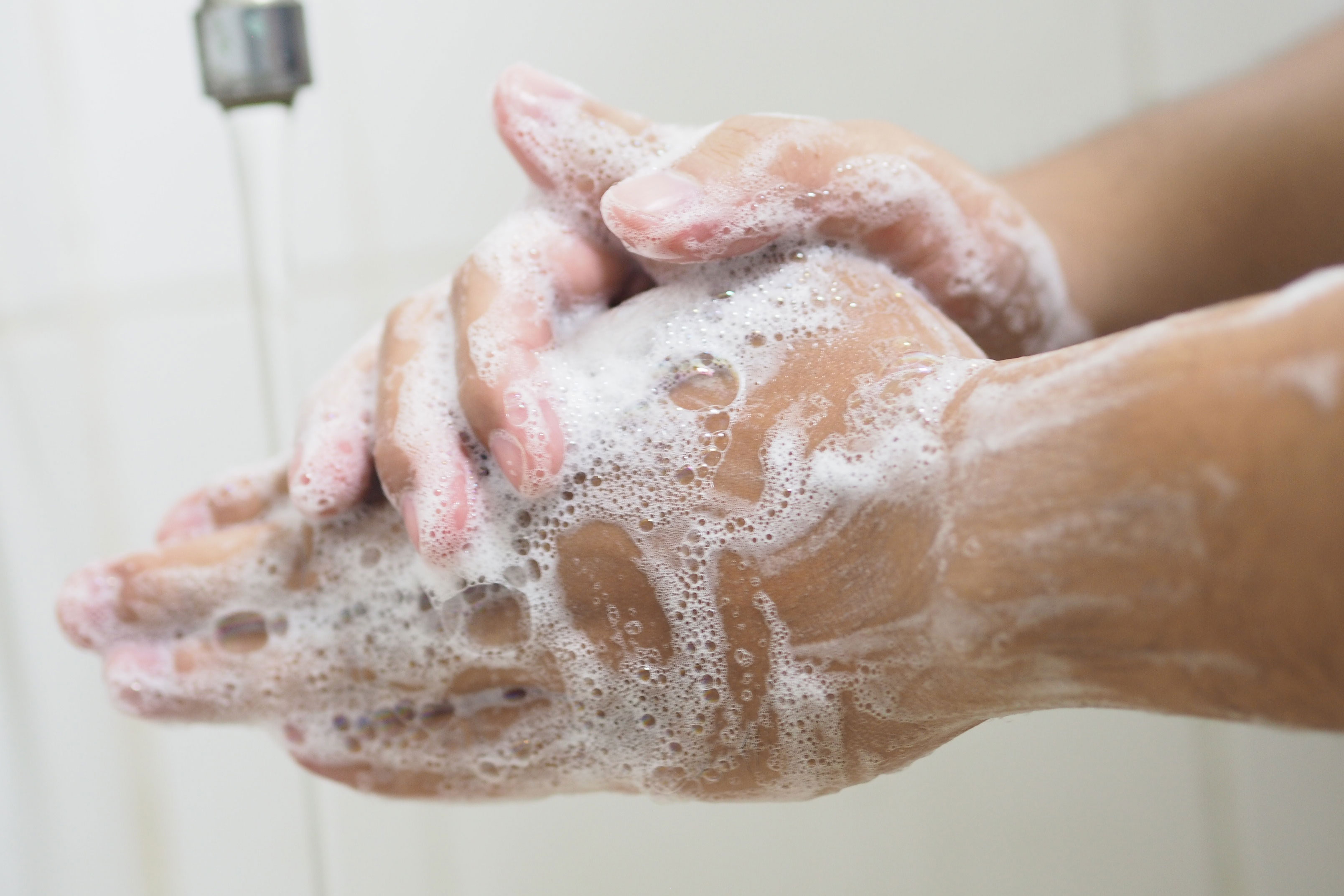 Person washing hands