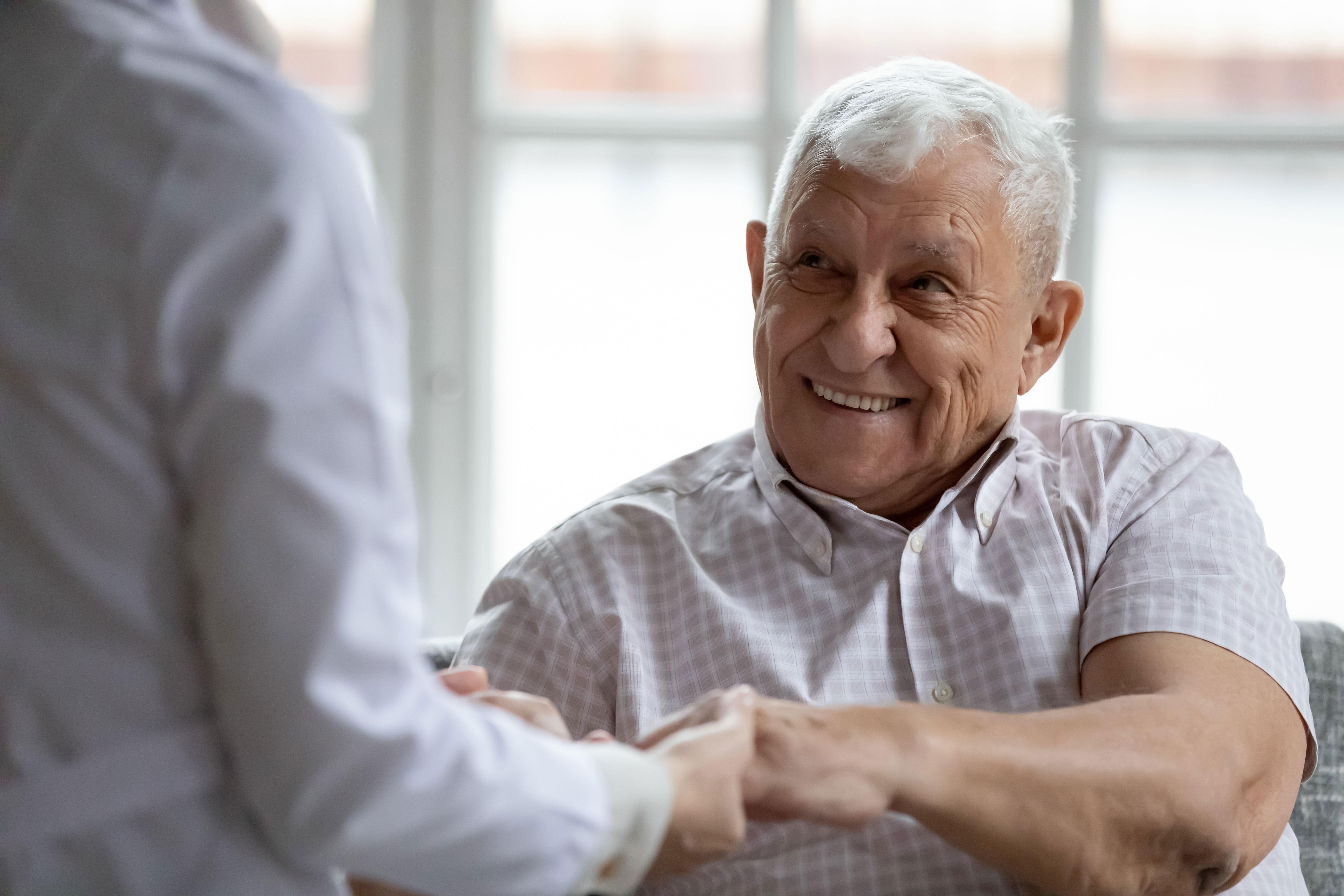 A patient thanking their healthcare provider for exceptional care