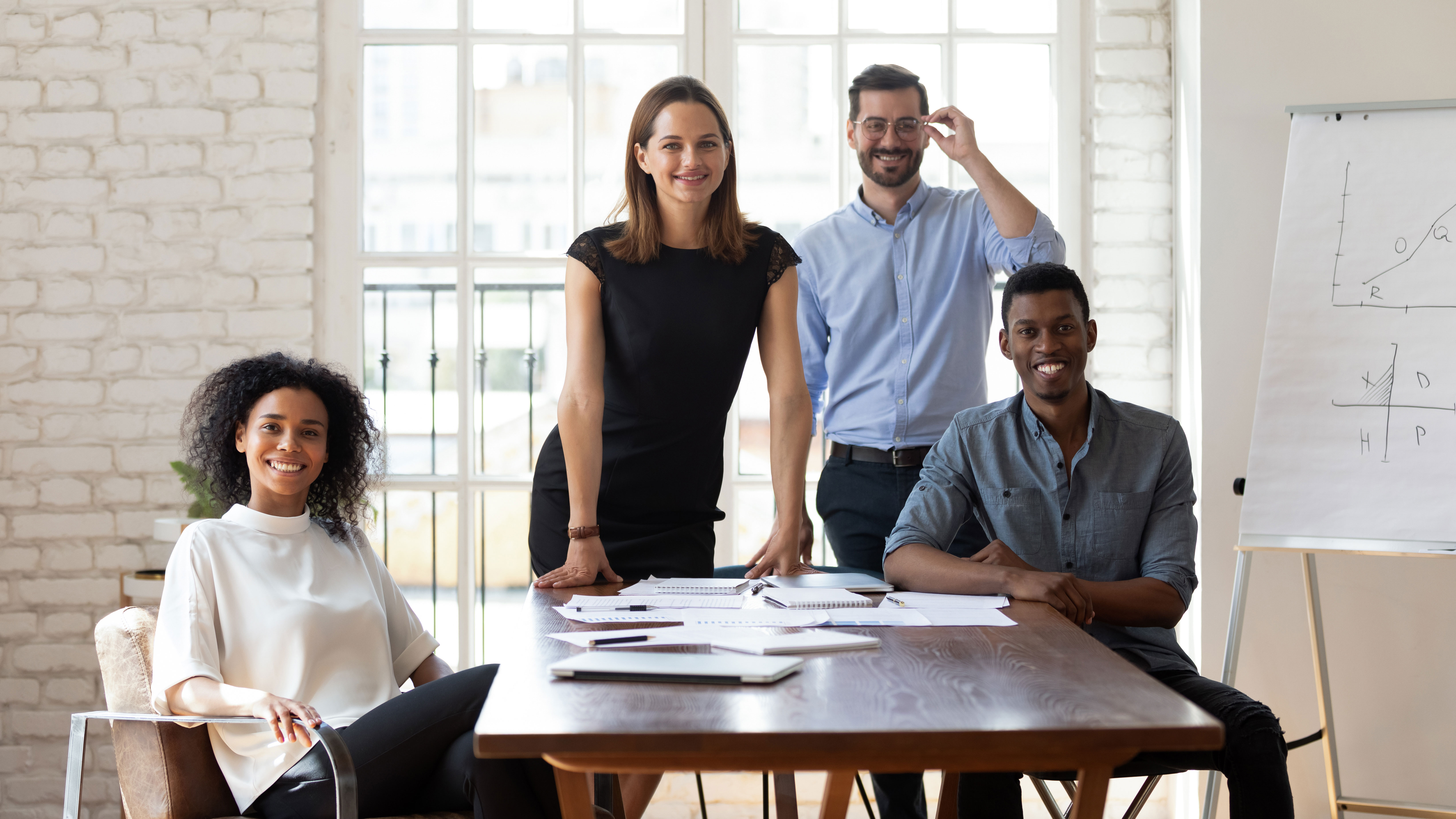 Group of colleagues work on a project