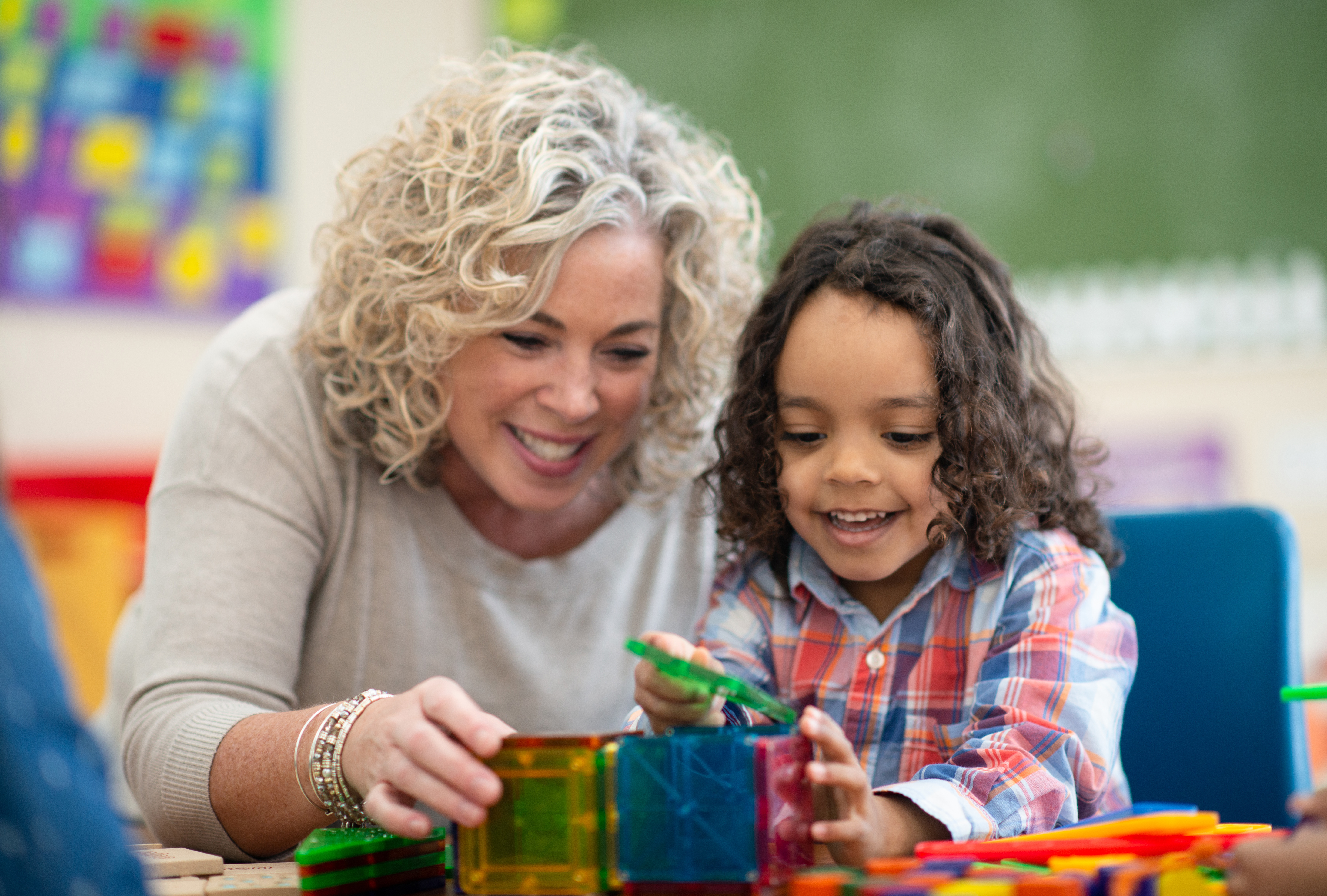 Young boy with occupational therapist