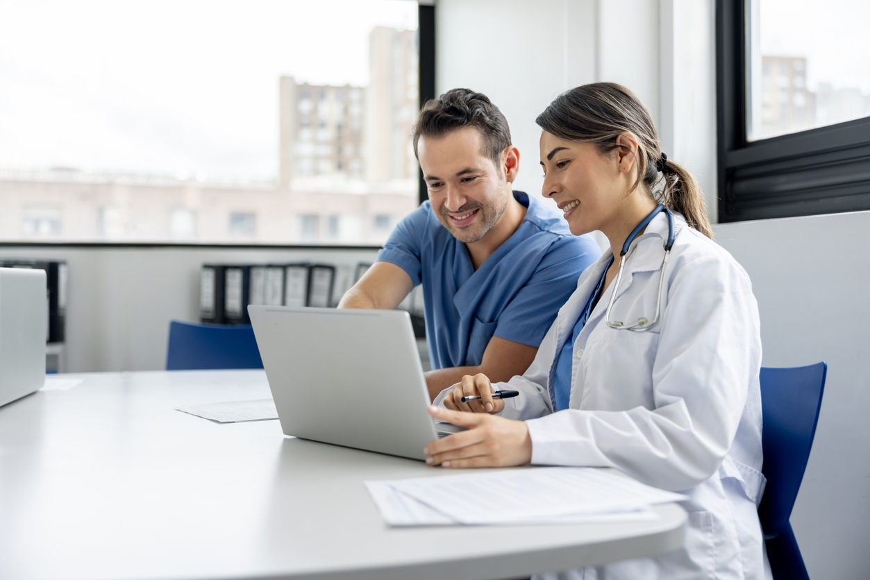 doctors looking on a laptop