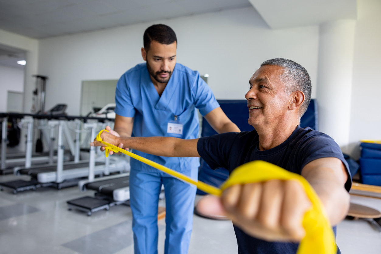 Practitioner caring for patient