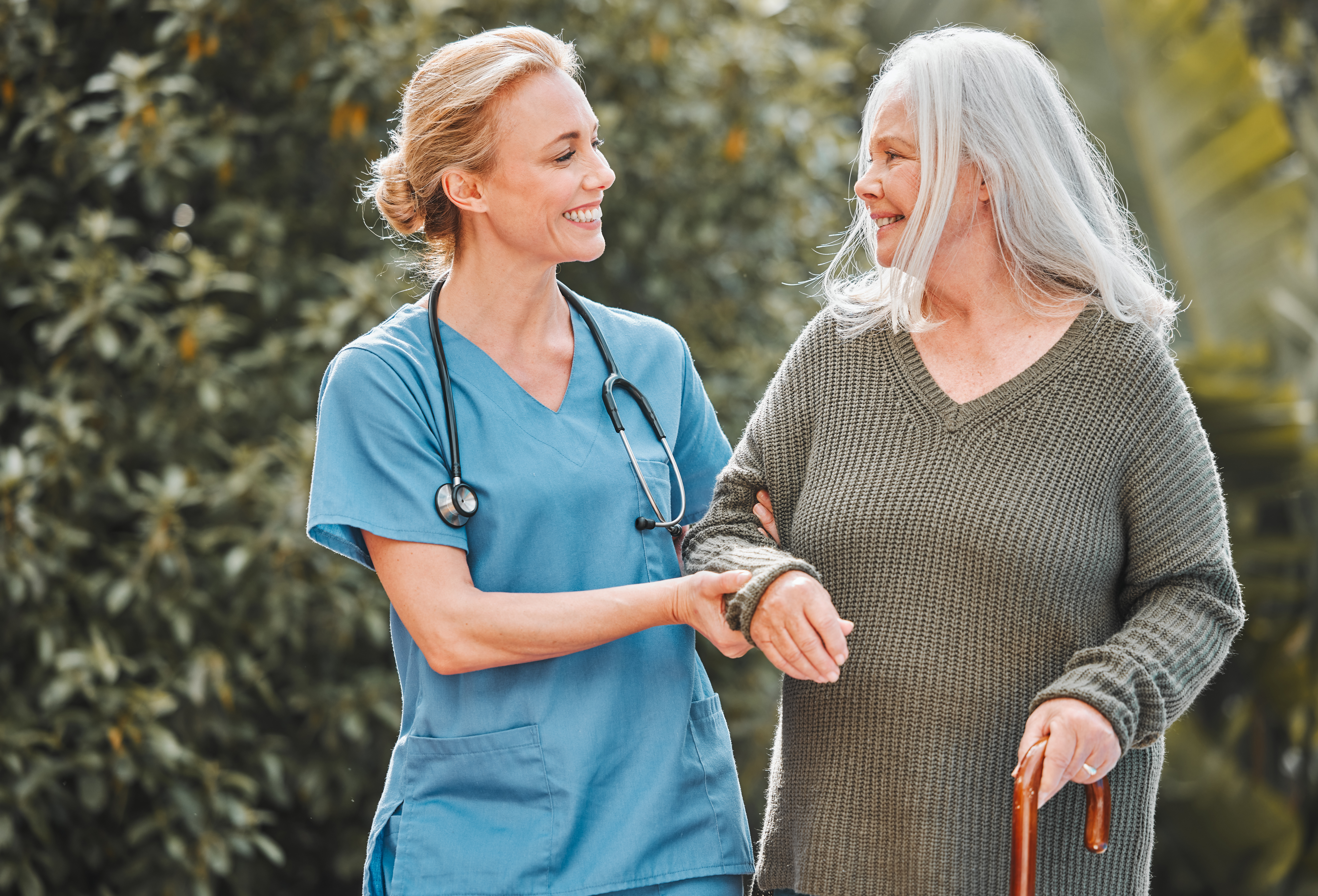 senior female patient with nurse