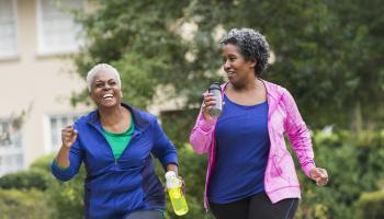 Two women walking
