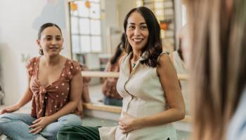 Pregnant mother at a class or support group