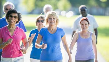 Group of people walking together outside