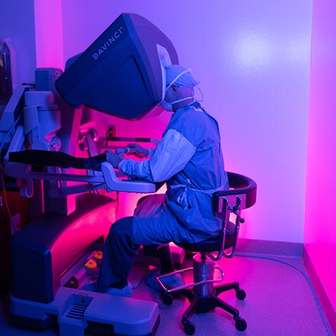 A TidalHealth physician performs robotic surgery