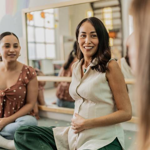 Pregnant mother at a class or support group