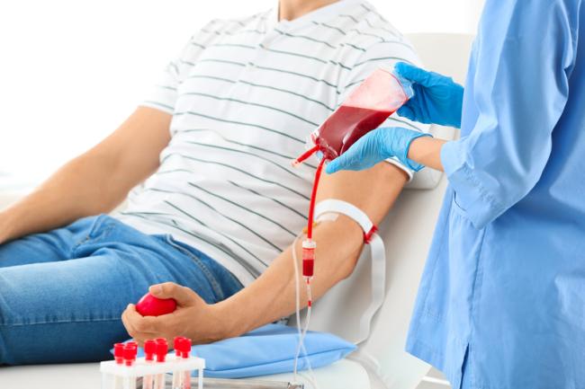 patient donating blood