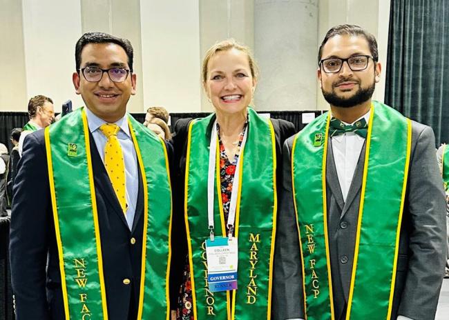 Pictured left to right: Sameer Shaik-Abdul, MD, FACP; Colleen Christmas, MD, FACP, ACP Maryland Chapter Governor; Shahabuddin Soherwardi, MD, FACP