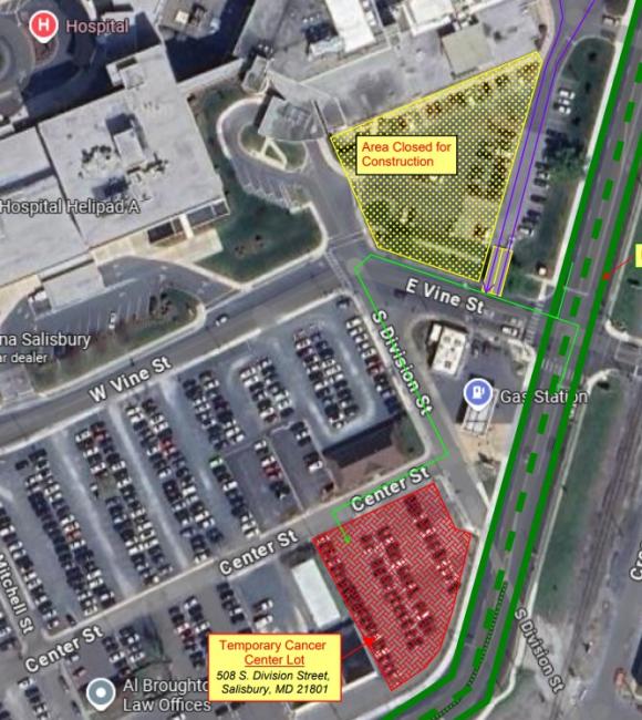 Cancer center parking lot map