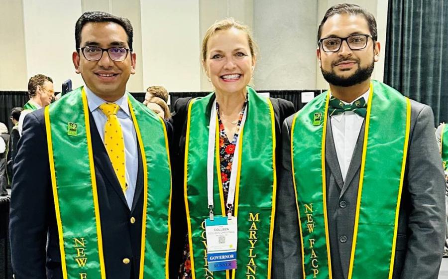 Pictured left to right: Sameer Shaik-Abdul, MD, FACP; Colleen Christmas, MD, FACP, ACP Maryland Chapter Governor; Shahabuddin Soherwardi, MD, FACP