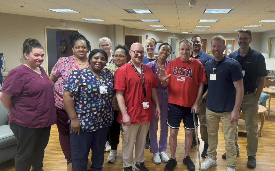 Mr. Simpson with the team from Alice B. Tawes Nursing & Rehabilitation