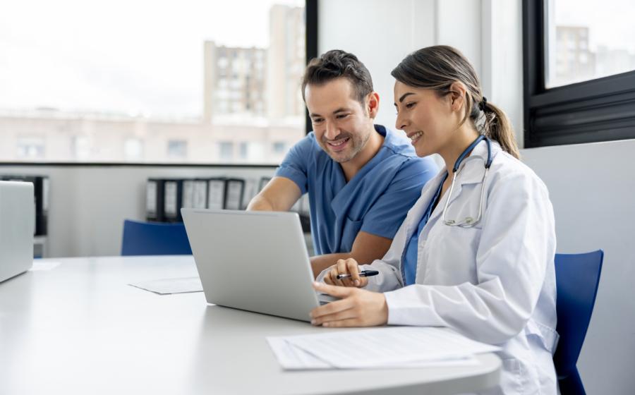 doctors looking on a laptop