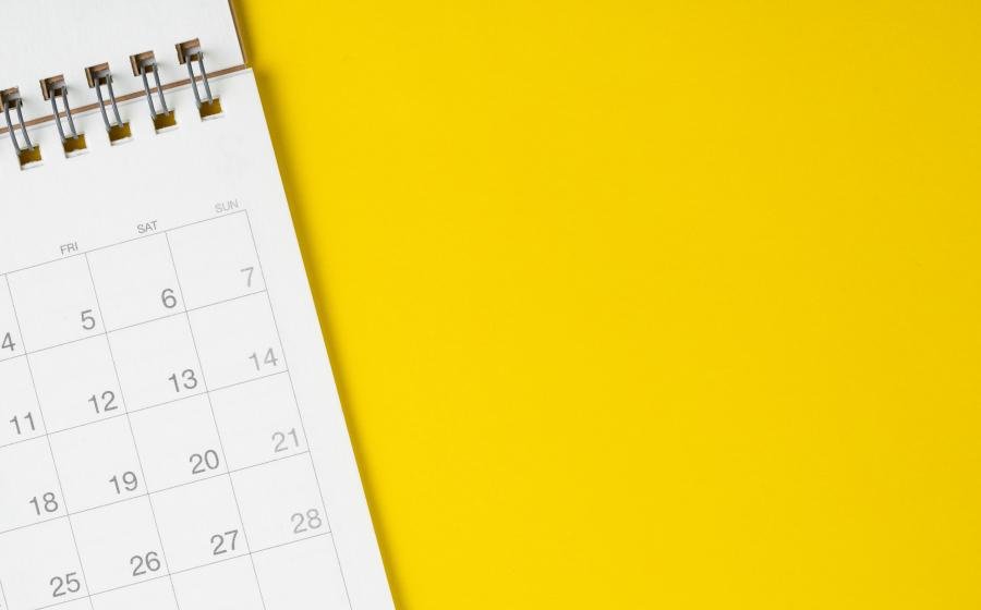 calendar on a yellow background