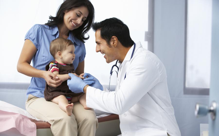 Mother and baby at a doctor's appointment with a doctor