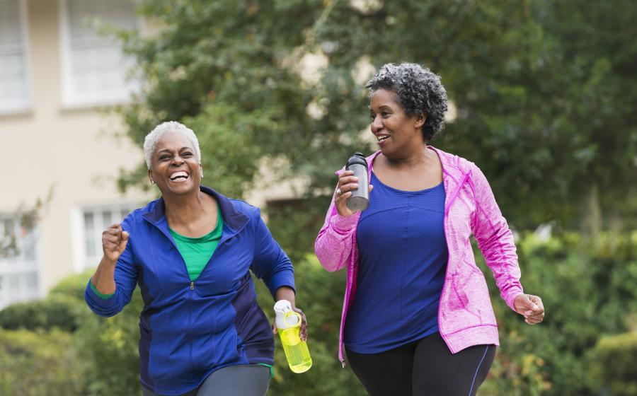 Two women walking