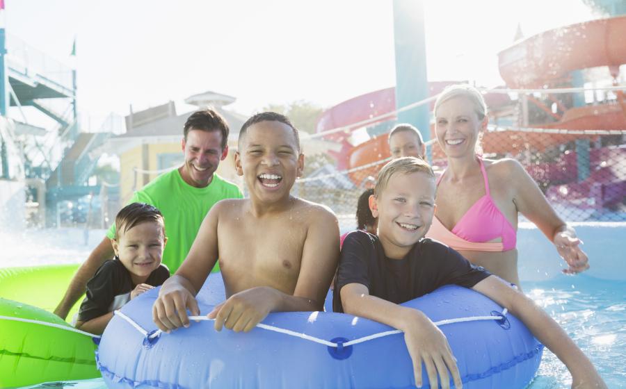 Family at a water park