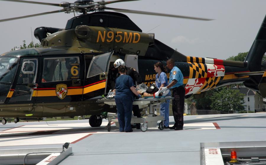 MSP helicopter at TidalHealth Peninsula Regional helipad