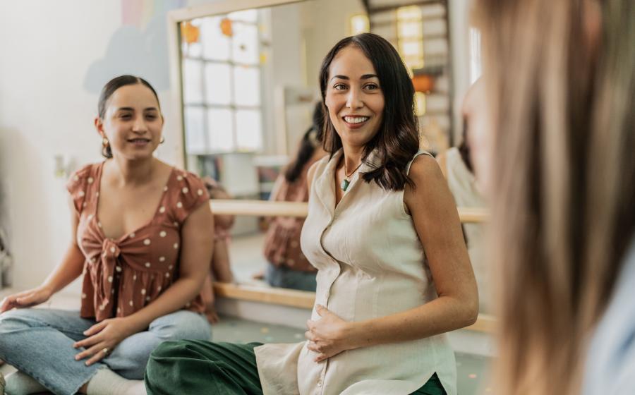 Pregnant mother at a class or support group