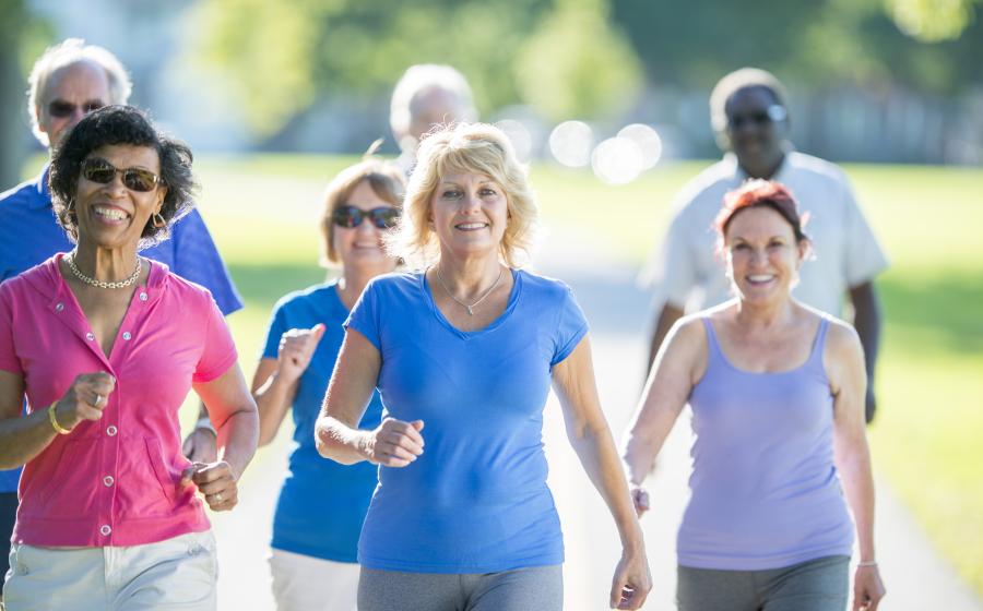 Group of people walking together outside