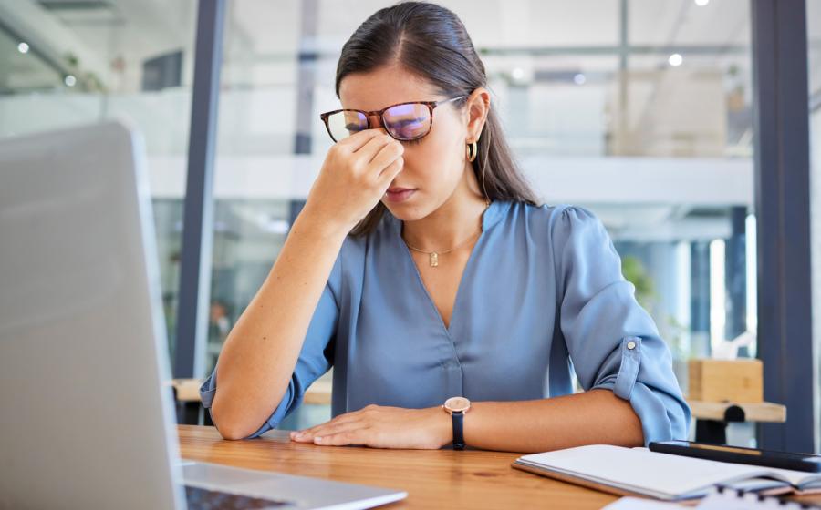 stressed woman at computer